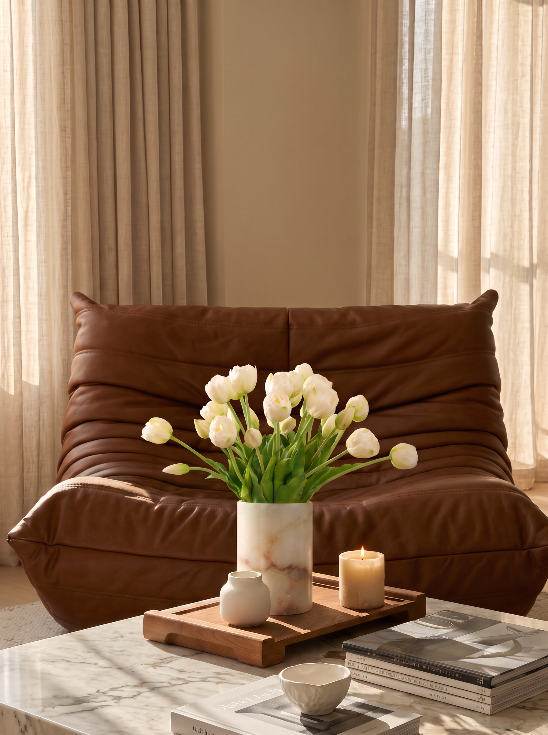 Grand Bouquet de Tulipes blanches 30pc